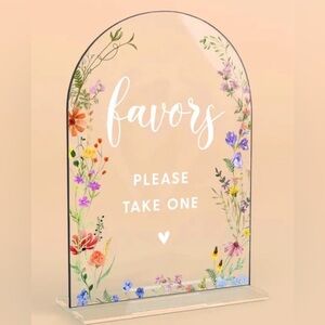 Wildflower Floral Painted Acrylic Party Favor Sign EUC